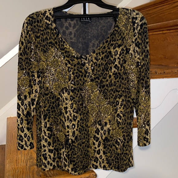 JKLA California Tops - Vintage JKLA California animal print floral sheer shirt size Large